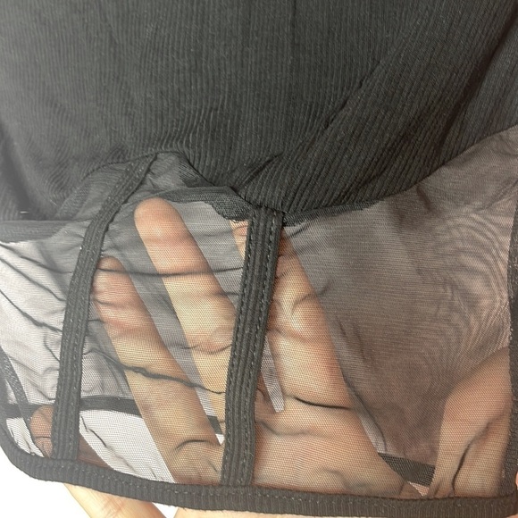 ❤️ 🆕 SHEIN Black Bustier turtleneck Crop Top mesh size small - Picture 5 of 7